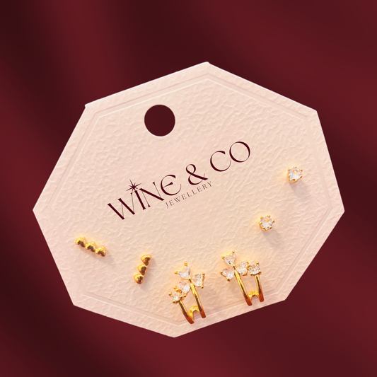 Golden Aura Trio Earrings | 18K Gold Plated